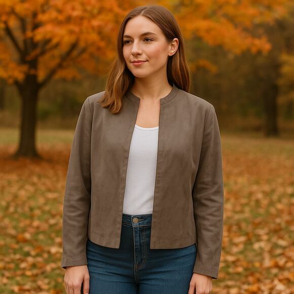 Eileen Fisher SZ M 100% Silk Brown Jacket/Blazer - Picture 1 of 5